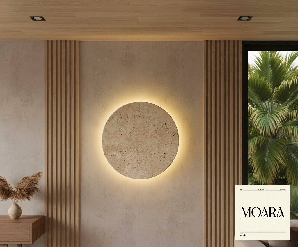 Luminária MOARA Rio Disco Travertino