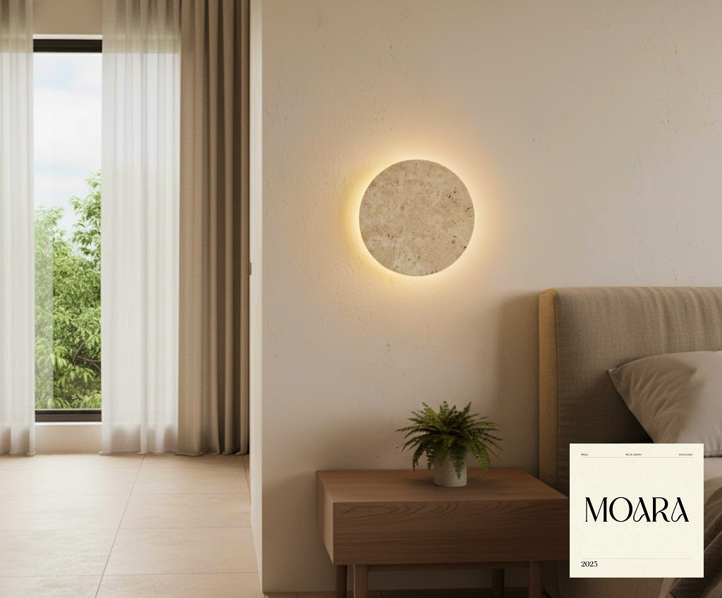 Luminária MOARA Rio Disco Travertino